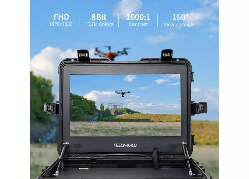 Feelworld 21,5" Monitorkoffer 1000cdm² inkl. Akku und Stativ