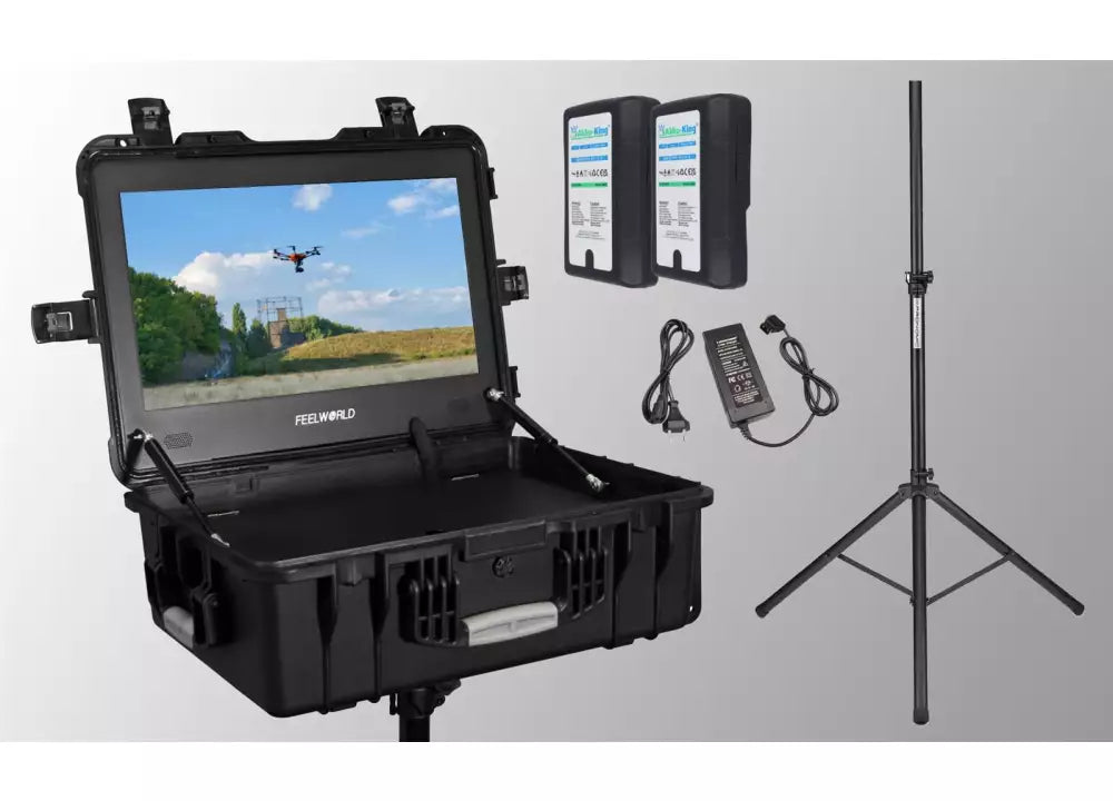Feelworld 21,5" Monitorkoffer 1000cdm² inkl. Akku und Stativ
