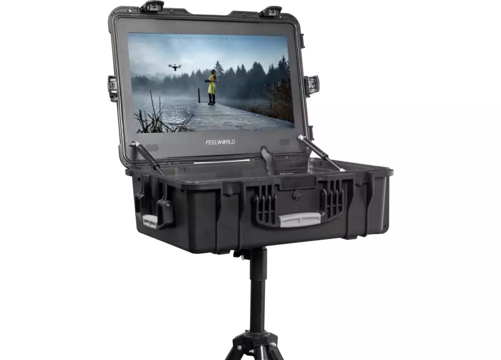 Feelworld 21,5" Monitorkoffer 1000cdm² inkl. Akku und Stativ
